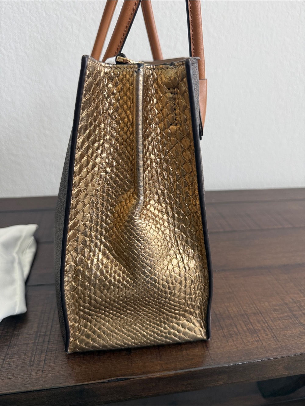 Michael Kors Brown Logo Tote with Tan Handles and Crossbody Strap - Picture 3 of 5